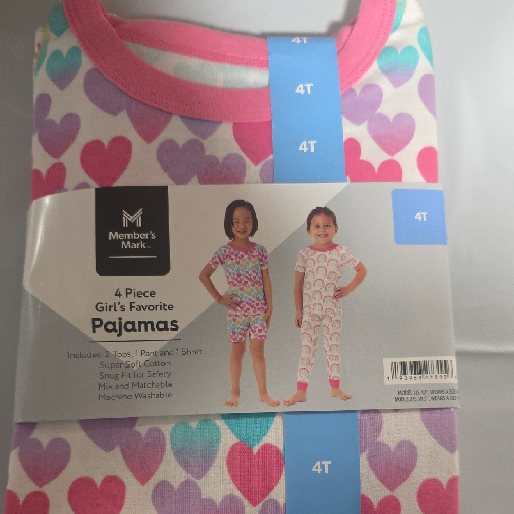 Member's Mark Heart Print Pajama Set - Pink and Purple